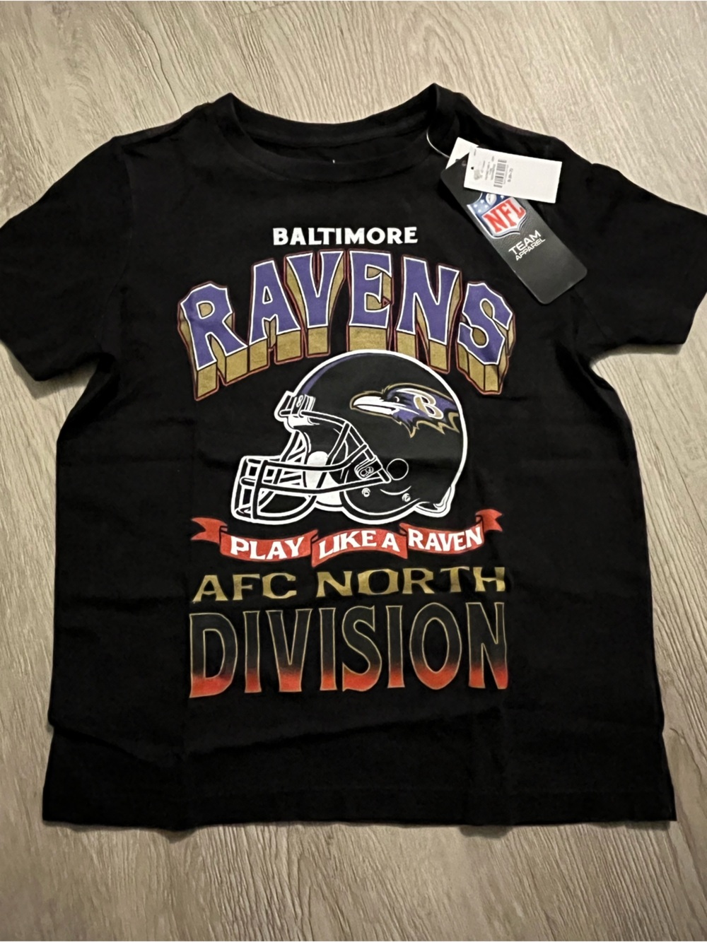 NFL Team Apparel Black Baltimore Ravens Youth Graphic Tee with Purple & Gold